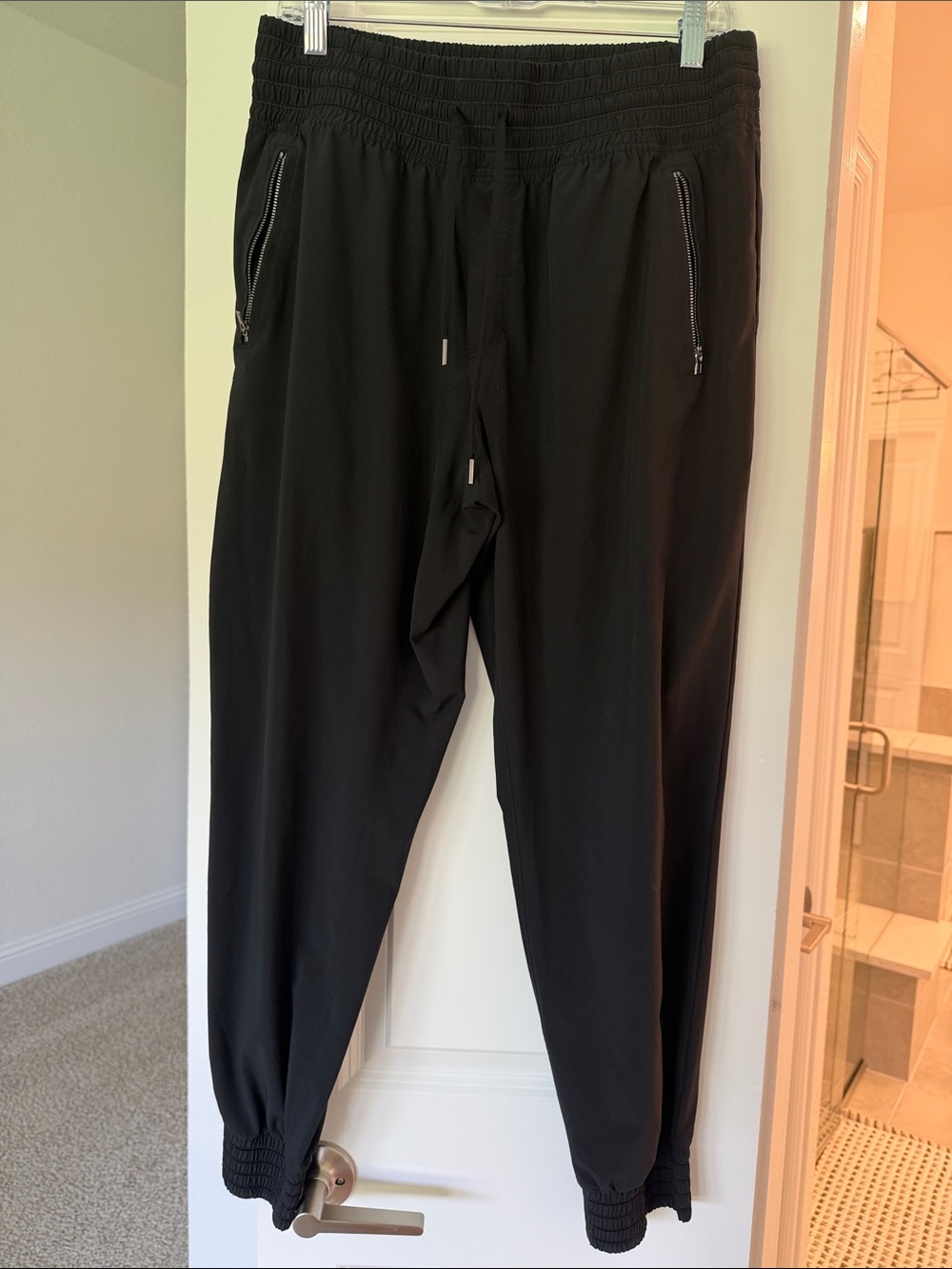 Athleta Black Women's Track Jogger Pants with Zip Pockets